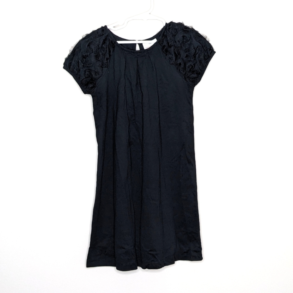 Hanna Andersson Black Tulle Sleeve Dress 120 6/7